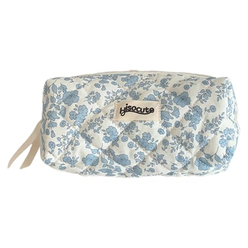 Jeruytgh Niedliches Federmäppchen, tragbare Kosmetiktasche mit Blumenmuster, weiche Make-up-Tasche, wasserdichte Stifttasche für Stifte, Bleistifte, Radiergummis, Farbstifte, blau, Refer to von Jeruytgh