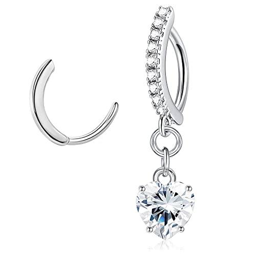 JeryWe 14G Bauchnabelpiercing Ring für Frauen Edelstahl CZ Opal Liebe Herzform Körperschmuck Clicker Piercing Bauchnabel von JeryWe