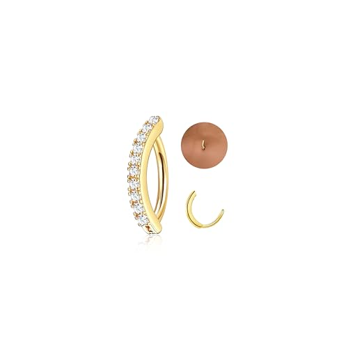 JeryWe 14G Bauchnabelpiercing Ring für Frauen Edelstahl CZ Opal Liebe Herzform Körperschmuck Clicker Piercing Bauchnabel Zirkonia-Gold 10 mm von JeryWe