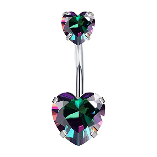 JeryWe 14G Bauchnabelpiercing Titan Damen Doppeltes Runden CZ Kugeln Bauch Bars 10mm Lang Belly Button Körperschmuck 3 von JeryWe