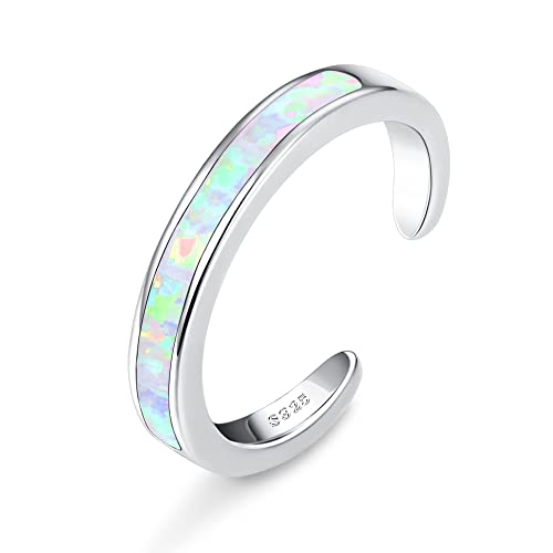 JeryWe 925 Silber Zehenring für Damen Mädchen Einstellbare Offene Verstellbare 14K Weißgold Vergoldet Blume CZ Schlange Twist Opal Band Ringe Sommer Strand Zehenringe Fußschmuck（Stil8） von JeryWe