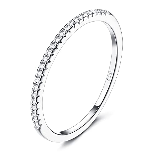 JeryWe Ringe 925 Sterling Silber für Damen Frauen Verlobungsring Eheringe Cubic Zirkonia Eternity Ring Fingerring Trauringe Vorsteckring Engagement Promise Ring Schmal 1.5MM Größe60 von JeryWe