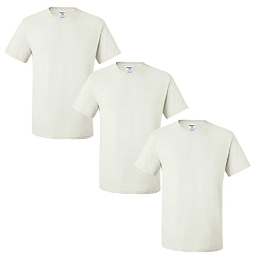 Jerzees Dri-Power Herren-T-Shirt, kurzärmelig, ohne Tasche, Ohne Tasche – 3er-Pack – Weiß, L von Jerzees