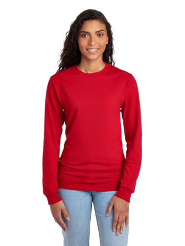 Jerzees Dri-Power Langarm-T-Shirts für Herren, Baumwollmischung, Feuchtigkeitstransport, Geruchsschutz, UPF 30+, Größen S-3x, Echtes Rot, L von Jerzees