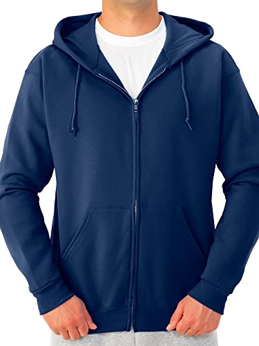 Jerzees Herren Fleece Full-Zip Hooded Sweatshirt Kapuzenpulli, Durchgehender Reißverschluss, Marineblau, Large von Jerzees