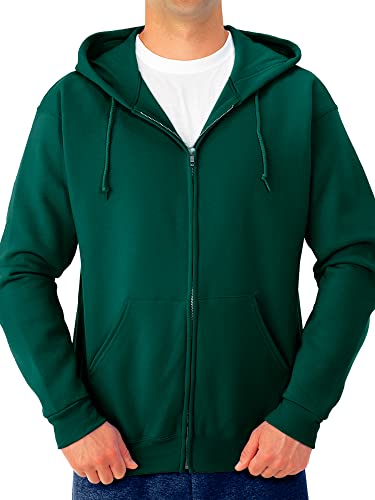 Jerzees Herren Fleece Full-Zip Hooded Sweatshirt Kapuzenpullover, Durchgehender Reißverschluss, Waldgrün, Small von Jerzees