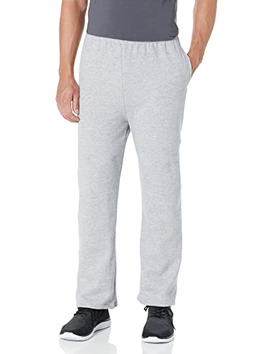 Jerzees Herren Nublend Sweatpants aus Fleece, Taschen, Entspannte Passform, Baumwollmischung Trainingshose, Offene Unterseite – Grau meliert, Mittel von Jerzees