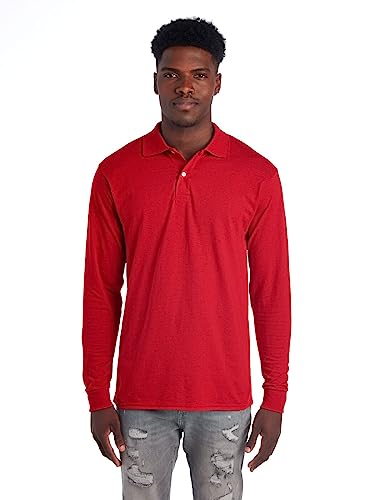 Jerzees Herren Langärmeliges Poloshirt, fleckenabweisend, Größen S-2X Polohemd, True Red, L von Jerzees