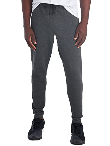 Jerzees Herren Nublend Fleece-Jogginghose mit Taschen, Entspannte Passform, Baumwollmischung Trainingshose, Schwarz meliert, Groß von Jerzees