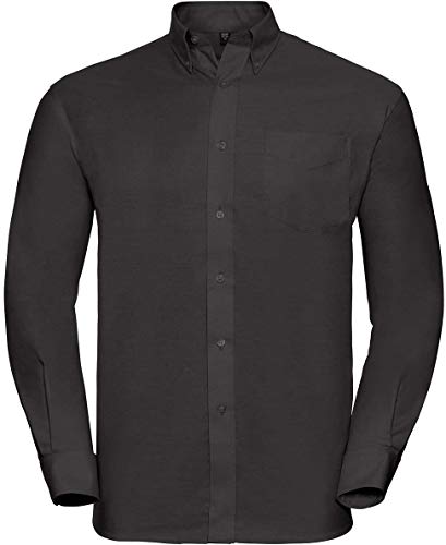Russell Collection Hemd, Oxford, langarm, Große Größe, schwarz - Noir - Noir - Größe: XXXXL von Jerzees