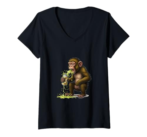 Damen Betrunkener AFFE Lustiges Biergarten Männer T-Shirt mit V-Ausschnitt Damen Betrunkener AFFE Lustiges Biergarten Männer T-Shirt mit V-Ausschnitt von Jesady