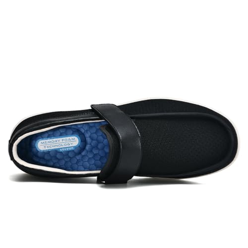 Gesundheitsschuhe Herren orthopädische weiche Dicke Sohle Turnschuhe zur Linderung von Fuß Men's Orthopedic Slip-On Loafers Walking Shoes Schuhe für Geschwollene Füße(Black,40 EU) von Jesajemi