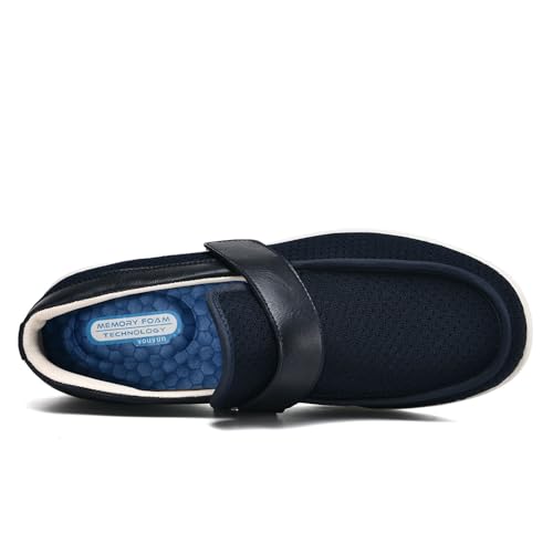 Gesundheitsschuhe Herren orthopädische weiche Dicke Sohle Turnschuhe zur Linderung von Fuß Men's Orthopedic Slip-On Loafers Walking Shoes Schuhe für Geschwollene Füße(Blue,47 EU) von Jesajemi