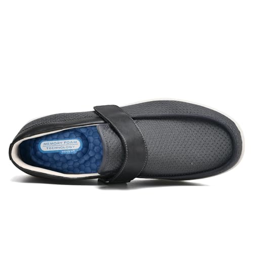 Gesundheitsschuhe Herren orthopädische weiche Dicke Sohle Turnschuhe zur Linderung von Fuß Men's Orthopedic Slip-On Loafers Walking Shoes Schuhe für Geschwollene Füße(Gray,44.5 EU) von Jesajemi