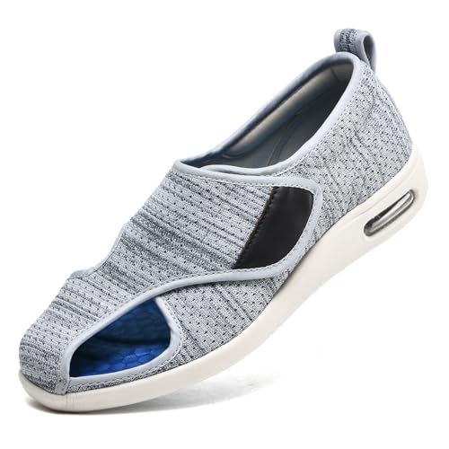 Jesajemi Diabetiker Schuhe Herren Offener Zeh Sandalen Senioren Hausschuhe Gesundheitsschuhe Herrenschuhe mit Klettverschluss Verbandsschuhe Damen(LightGrey,43.5 EU) von Jesajemi