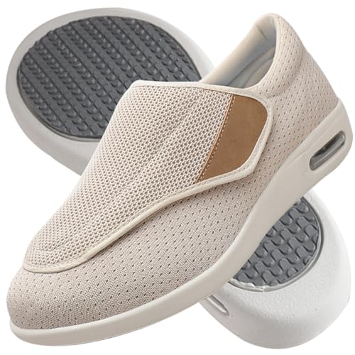 Jesajemi Diabetiker schuhe herren Chaussures Orthopédiques Femme schuhe für geschwollene füße herrenschuhe mit klettverschluss senioren hausschuhe herren extra breite schuhe damen(Beige,38 EU) von Jesajemi