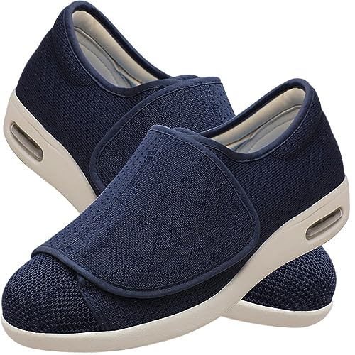 Jesajemi Extra breite schuhe damen Diabetiker schuhe herren Chaussures Orthopédiques Femme schuhe für geschwollene füße herrenschuhe mit klettverschluss senioren hausschuhe herren(Blue,47 EU) von Jesajemi