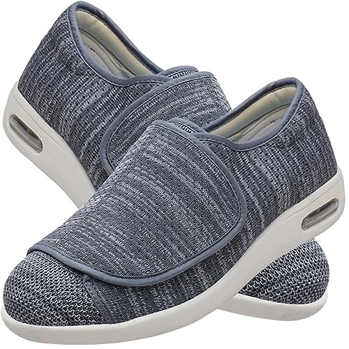 Jesajemi Extra breite schuhe damen Diabetiker schuhe herren Chaussures Orthopédiques Femme schuhe für geschwollene füße herrenschuhe mit klettverschluss senioren hausschuhe herren(DarkGrey,39 EU) von Jesajemi