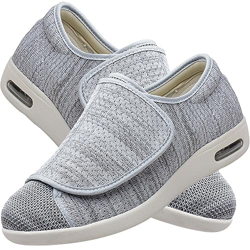 Jesajemi Extra breite schuhe damen Diabetiker schuhe herren Chaussures Orthopédiques Femme schuhe für geschwollene füße herrenschuhe mit klettverschluss senioren hausschuhe herren(LightGrey,39 EU) von Jesajemi