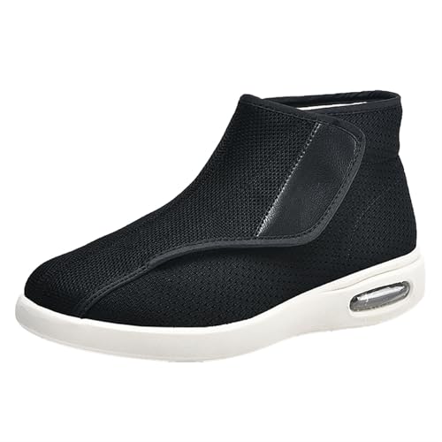 Jesajemi Schuhe für geschwollene füße, diabetiker schuhe herren polyneuropathie schuhe sportschuhe mit klettverschluss extra breite schuhe herren Boots(Black,42 EU) von Jesajemi