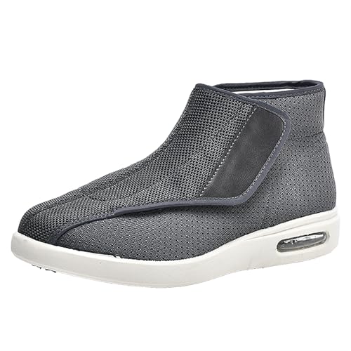 Jesajemi Schuhe für geschwollene füße, diabetiker schuhe herren polyneuropathie schuhe sportschuhe mit klettverschluss extra breite schuhe herren Boots(Gray,43 EU) von Jesajemi