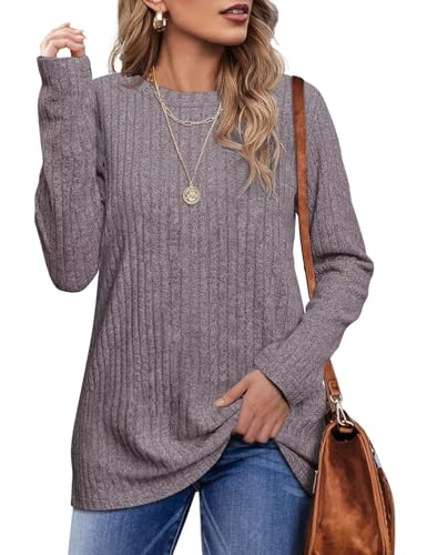 Jescakoo Damen Pullover Casual Rundhals Langarmshirt Leichtes Herbst Strickpullover Winer Oberteile Graurosa XL Jescakoo Damen Pullover Casual Rundhals Langarmshirt Leichtes Herbst Strickpullover Winer Oberteile Graurosa XL von Jescakoo