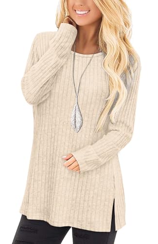 Jescakoo Damen Pullover Herbst Rundhals Langarmshirt Leichtes Oversize Sweatshirt Elegant Winter Strickpullover Aprikose XXL Jescakoo Damen Pullover Herbst Rundhals Langarmshirt Leichtes Oversize Sweatshirt Elegant Winter Strickpullover Aprikose XXL von Jescakoo