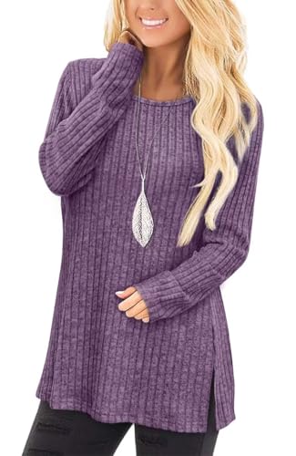Jescakoo Damen Pullover Herbst Rundhals Langarmshirt Leichtes Oversize Sweatshirt Elegant Winter Strickpullover Graulila L Jescakoo Damen Pullover Herbst Rundhals Langarmshirt Leichtes Oversize Sweatshirt Elegant Winter Strickpullover Graulila L von Jescakoo