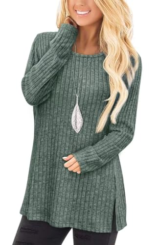 Jescakoo Damen Pullover Herbst Rundhals Langarmshirt Leichtes Oversize Sweatshirt Elegant Winter Strickpullover Grün XL Jescakoo Damen Pullover Herbst Rundhals Langarmshirt Leichtes Oversize Sweatshirt Elegant Winter Strickpullover Grün XL von Jescakoo
