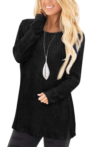 Jescakoo Damen Pullover Herbst Rundhals Langarmshirt Leichtes Oversize Sweatshirt Elegant Winter Strickpullover Schwarz XXL Jescakoo Damen Pullover Herbst Rundhals Langarmshirt Leichtes Oversize Sweatshirt Elegant Winter Strickpullover Schwarz XXL von Jescakoo