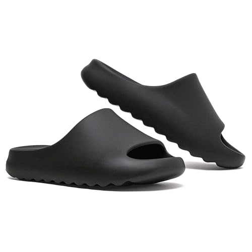 Jesindr Cozy Slides Original Herren Damen, Rutschfeste Wolken Weich Badeschlappen Badelatschen, Gummi Cloud Slippers Wolkenschuhe Sommer Beach Slide Pantoffeln, Schwarz, 43 EU von Jesindr