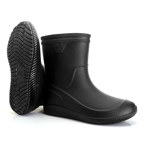 Jesindr Gummistiefel Gummischuhe Herren, Protective Wasserdicht Anti-Rutsch Neopren Regenschuhe, Schwarz, 39 EU von Jesindr