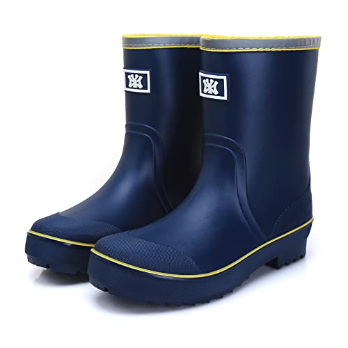 Jesindr Gummistiefel Herren, Grundlegend Original Bequem Rutschfesten Wasserdicht Stiefel, Kontraktion Einstellbar Atmungsaktiv Gartenstiefel, Blau/gelb/Keine Kordelzüge, 42 EU von Jesindr