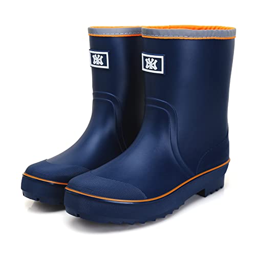 Jesindr Gummistiefel Herren, Grundlegend Original Bequem Rutschfesten Wasserdicht Stiefel, Kontraktion Einstellbar Atmungsaktiv Gartenstiefel, Blau/orange/Keine Kordelzüge, 41 EU von Jesindr