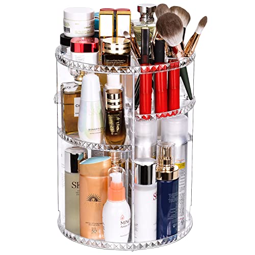 JessLab Kosmetik Organizer, 360° Drehbar Verstellbare Cosmetic Make up Organizer Make-up Kosmetikbox Karussell Pinsel Lippenstifthalter für Badezimmer Eitelkeit, Multifunktion und Große Kapazität von JessLab