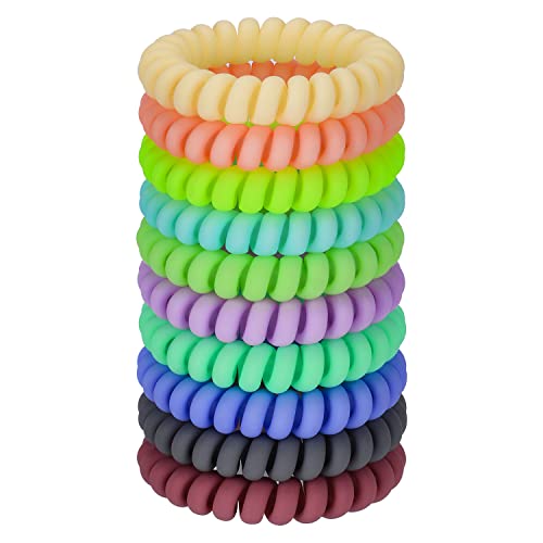JessLab Haargummi Damen, 10 Stück Telefonkabel Haargummi Elastisch Haarband No-Damage Haargummi Spirale für Mädchen Frauen Damen, Farbe Sortiert (#15) von JessLab