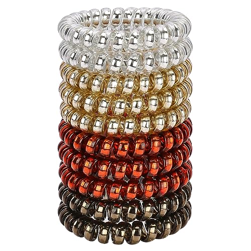 JessLab Spirale Haargummis, 10 Stück Spurlos Telefonkabel Haargummis für Pferdeschwanz, Kunststoffspulen-Haarbänder für Frauen und Mädchen, Farblich Sortiert (#24) von JessLab