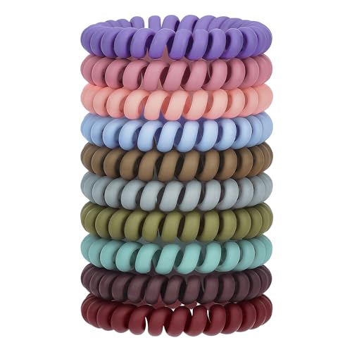 JessLab Spirale Haargummis, 10 Stück Spurlos Telefonkabel Haargummis für Pferdeschwanz, Kunststoffspulen-Haarbänder für Frauen und Mädchen, Farblich Sortiert (#33) von JessLab
