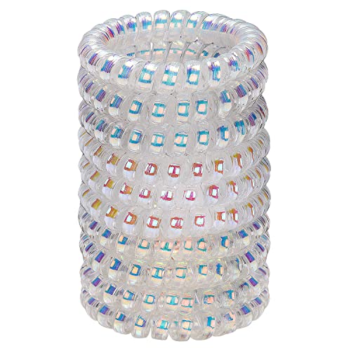 JessLab Spirale Haargummis, 10 Stück Spurlos Telefonkabel Haargummis für Pferdeschwanz, Kunststoffspulen-Haarbänder für Frauen und Mädchen, Farblich Sortiert (#8) von JessLab