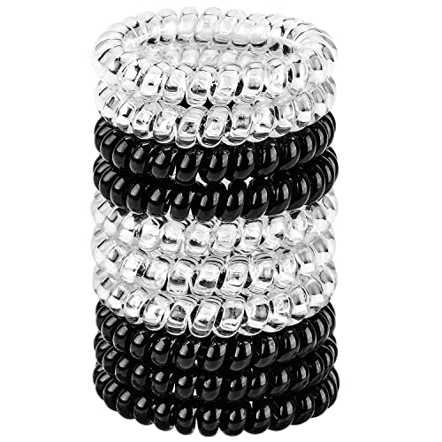 JessLab Spirale Haargummis, 10 Stück Spurlos Telefonkabel Haargummis für Pferdeschwanz, Kunststoffspulen-Haarbänder für Frauen und Mädchen, Farblich Sortiert (#9) von JessLab