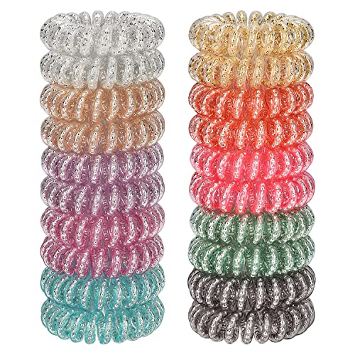 JessLab Spiral-Haargummis, 20 Stück Spurlose Telefonkabel-Haargummis Ohne Falten Spiralarmband Kunststoff Coil Pferdeschwanz Halter No-damage Stirnband Haarschmuck für Mädchen Frauen Damen Geschenk von JessLab