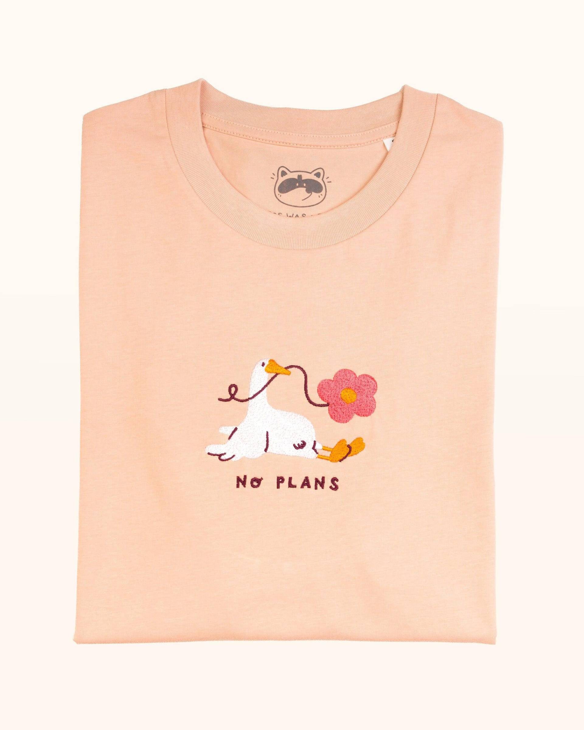 No Plans - Gans Besticktes Pfirsich T-Shirt No Plans - Gans Besticktes Pfirsich T-Shirt von JessWasHere