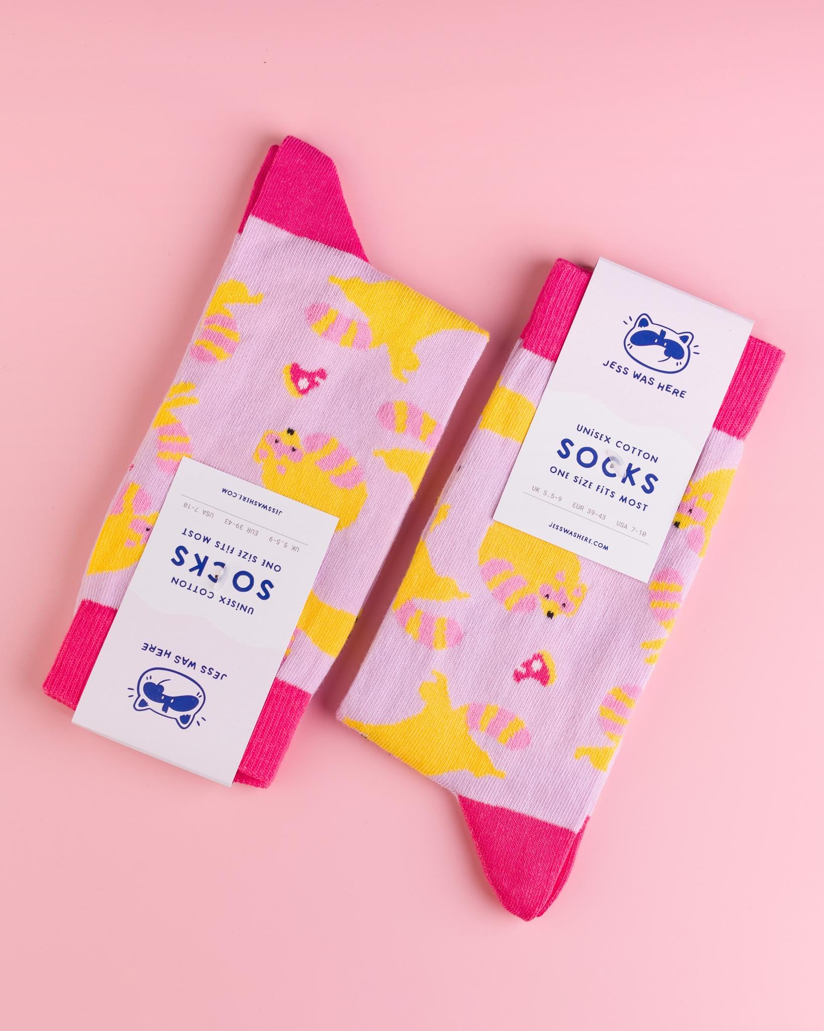 Pink Waschbär Socken Funky Bunte Cotton Blend Socken Pink Waschbär Socken Funky Bunte Cotton Blend Socken von JessWasHere