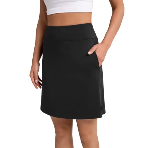 Jesself Skort Damen Knielang Hosenrock Wanderrock mit Innenhose und Taschen Hohe Taille Golfrock Tennisrock Sport Outdoor Beiläufig Reise Active Rock von Jesself