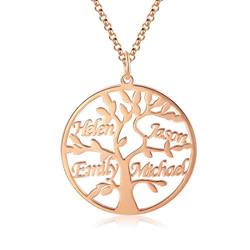 Namenskette 925 Sterling Silber Personalisierte Namen Lebensbaum Halskette Stammbaum des Lebens Anhänger mit Gravur 1-8 Namen Mutter BFF Familien Schmuck Geschenk (Rosengold, Kupfer) Namenskette 925 Sterling Silber Personalisierte Namen Lebensbaum Halskette Stammbaum des Lebens Anhänger mit Gravur 1-8 Namen Mutter BFF Familien Schmuck Geschenk (Rosengold, Kupfer) von Jessemade
