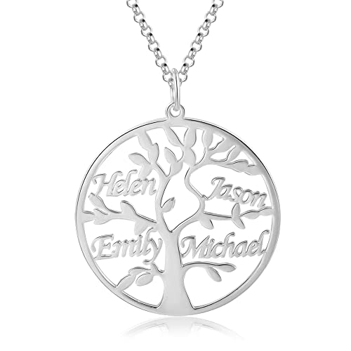 Namenskette 925 Sterling Silber Personalisierte Namen Lebensbaum Halskette Stammbaum des Lebens Anhänger mit Gravur 1-8 Namen Mutter BFF Familien Schmuck Geschenk (Silber, Sterlingsilber) Namenskette 925 Sterling Silber Personalisierte Namen Lebensbaum Halskette Stammbaum des Lebens Anhänger mit Gravur 1-8 Namen Mutter BFF Familien Schmuck Geschenk (Silber, Sterlingsilber) von Jessemade