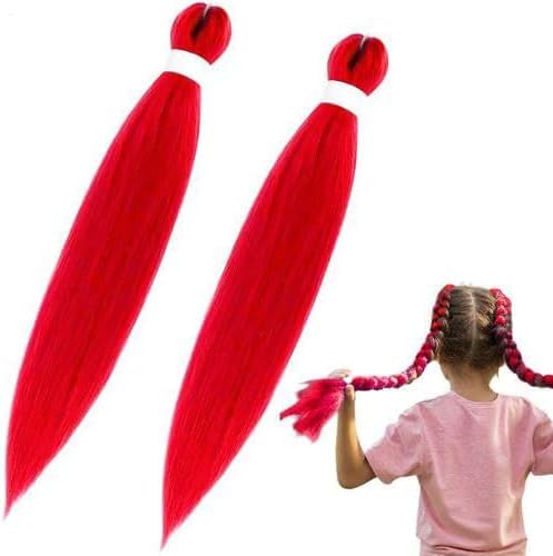 Langes lila Flechthaar für Kinder – 66 cm lange, vorgedehnte synthetische Flecht-Extensions, farbveränderndes Foundation-Stick-Set für Halloween, Weihnachten und Cosplay (A2) von Jesshiny