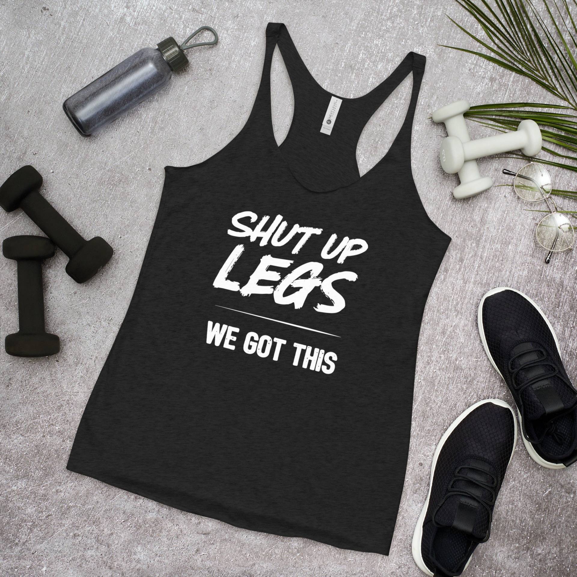 Shut Up Legs - Damen Racerback Tank Weißer Text Shut Up Legs - Damen Racerback Tank Weißer Text von JessiWDesigns