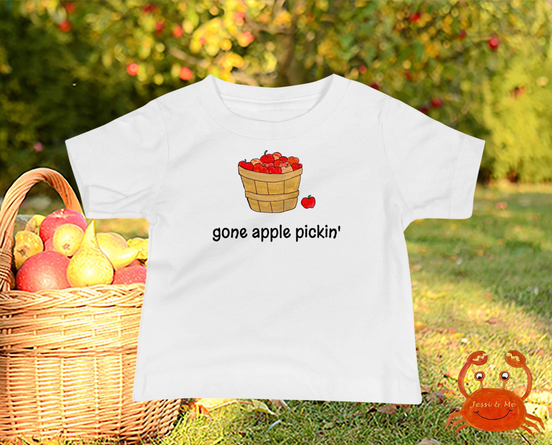 Baby Jersey Kurzärmeliges Apple Picking T-Shirt, Herbst Apfel Pickin' Lustiges Pick Kleidung von JessiandMe