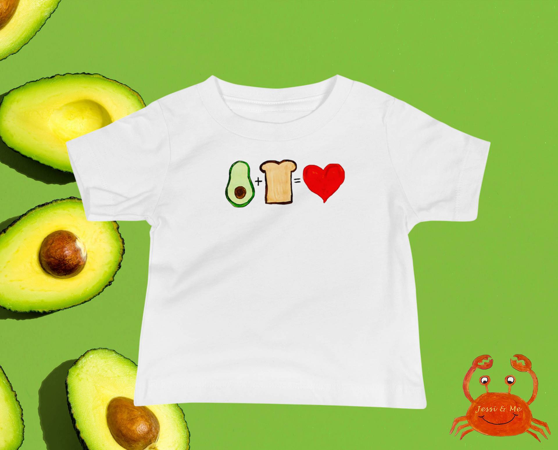 Baby Jersey Kurzärmeliges Avocado Toast T-Shirt, Süßes Lustiges T-Shirt von JessiandMe